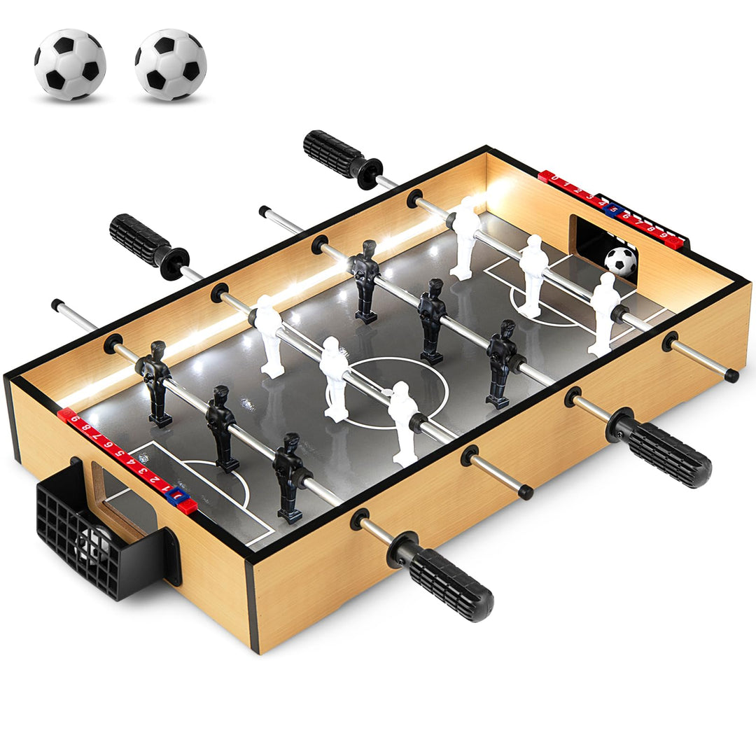 Giantex 20 Inch Foosball Table - Tabletop Football Table w/LED Lights, Realistic Players &amp; 2 Balls