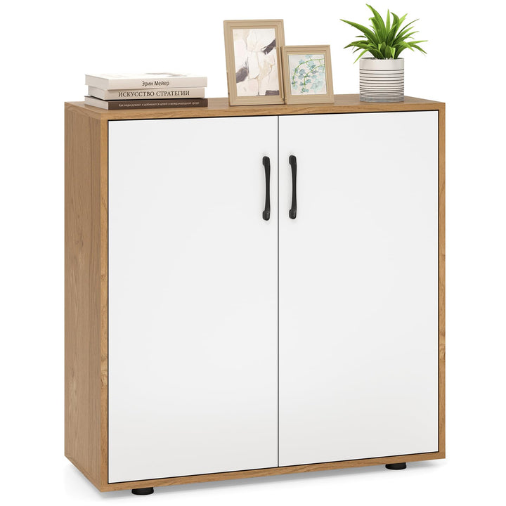 2-Door Kitchen Storage Cabinet with 5-Position Adjustable Shelf &amp; Anti-Tipping Kits