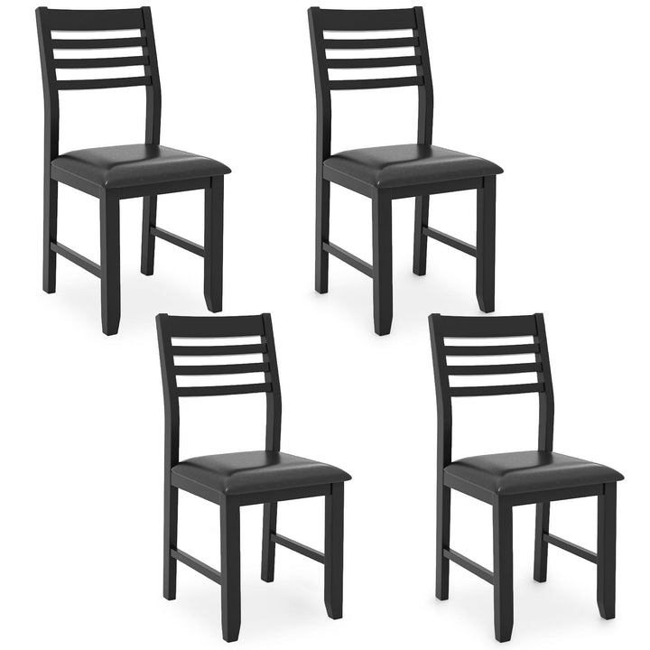 Giantex Dining Chairs Black, Faux Leather Upholstered Kitchen Chairs w/Padded Seat &amp; Ladder Back