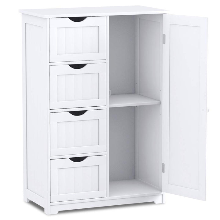 Giantex Bathroom Floor Cabinet Wooden with 1 Door &amp; 4 Drawer