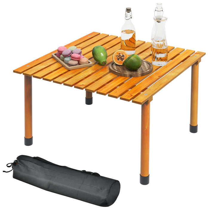 Giantex Portable Camping Table, Folding Picnic Table with Carrying Bag &amp; Roll-up Tabletop