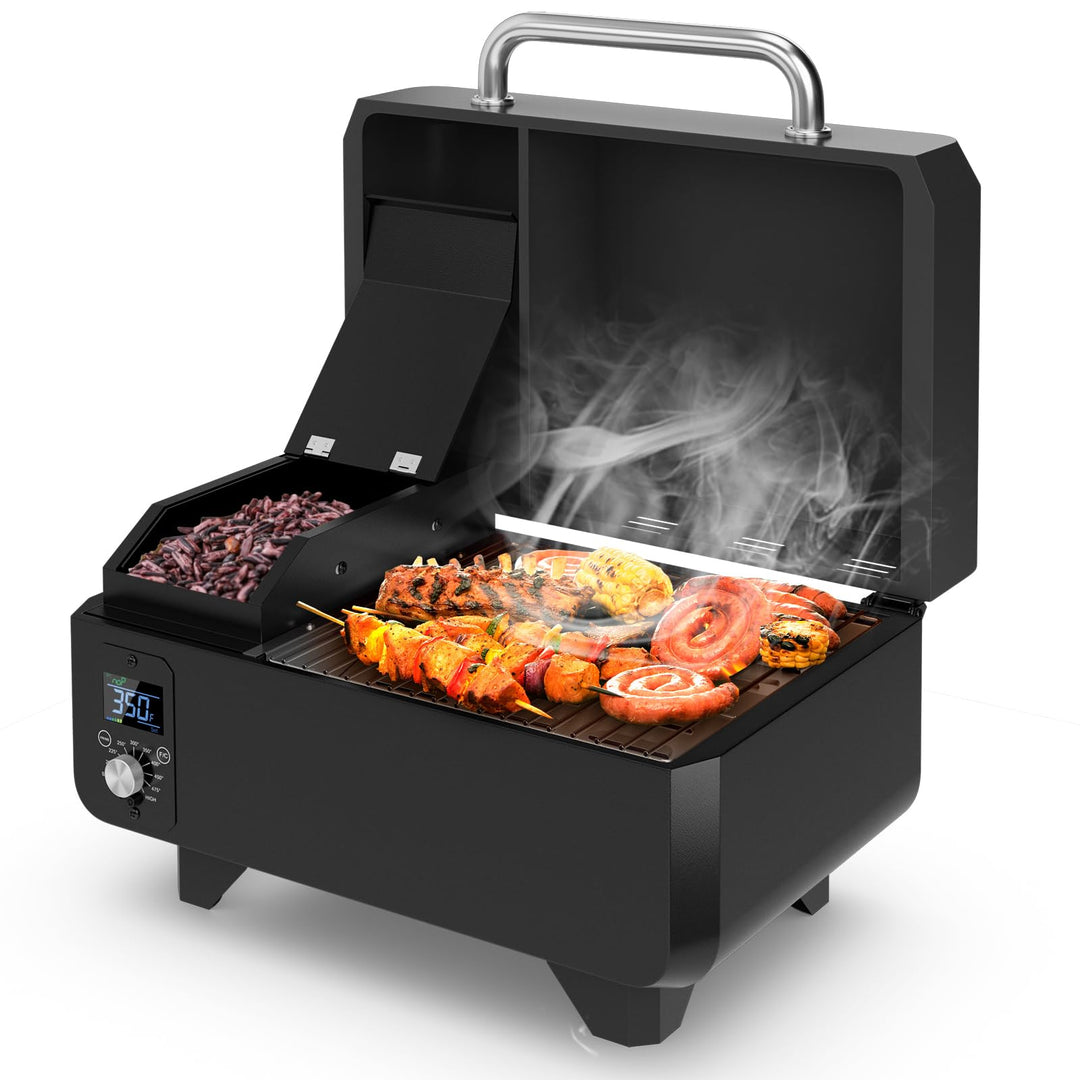Giantex Pellet Grill and Smoker - Portable Tabletop Wood Pellet Smoker with Temperature Control