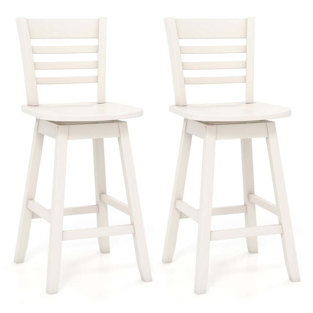 Giantex Wood Bar Stools, Swivel Counter Height Bar Stools with Slatted Hollow Back &amp; Ergonomic Contoured Seat