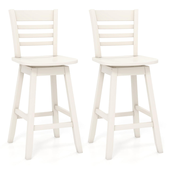 Giantex Wood Bar Stools, Swivel Counter Height Bar Stools with Slatted Hollow Back &amp; Ergonomic Contoured Seat
