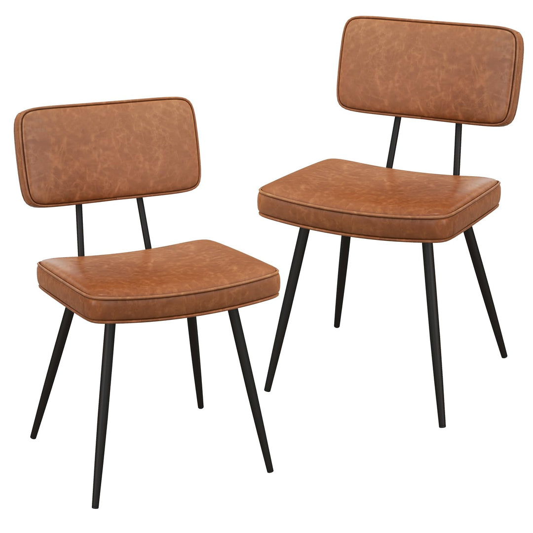 Giantex PU Leather Dining Chairs Set of 2/4, Upholstered Kitchen Chairs w/Padded Backrest &amp; Seat, Metal Legs