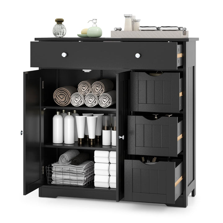 GIANTEX Bathroom Storage Cabinet with 4 Drawers and 2 Doors