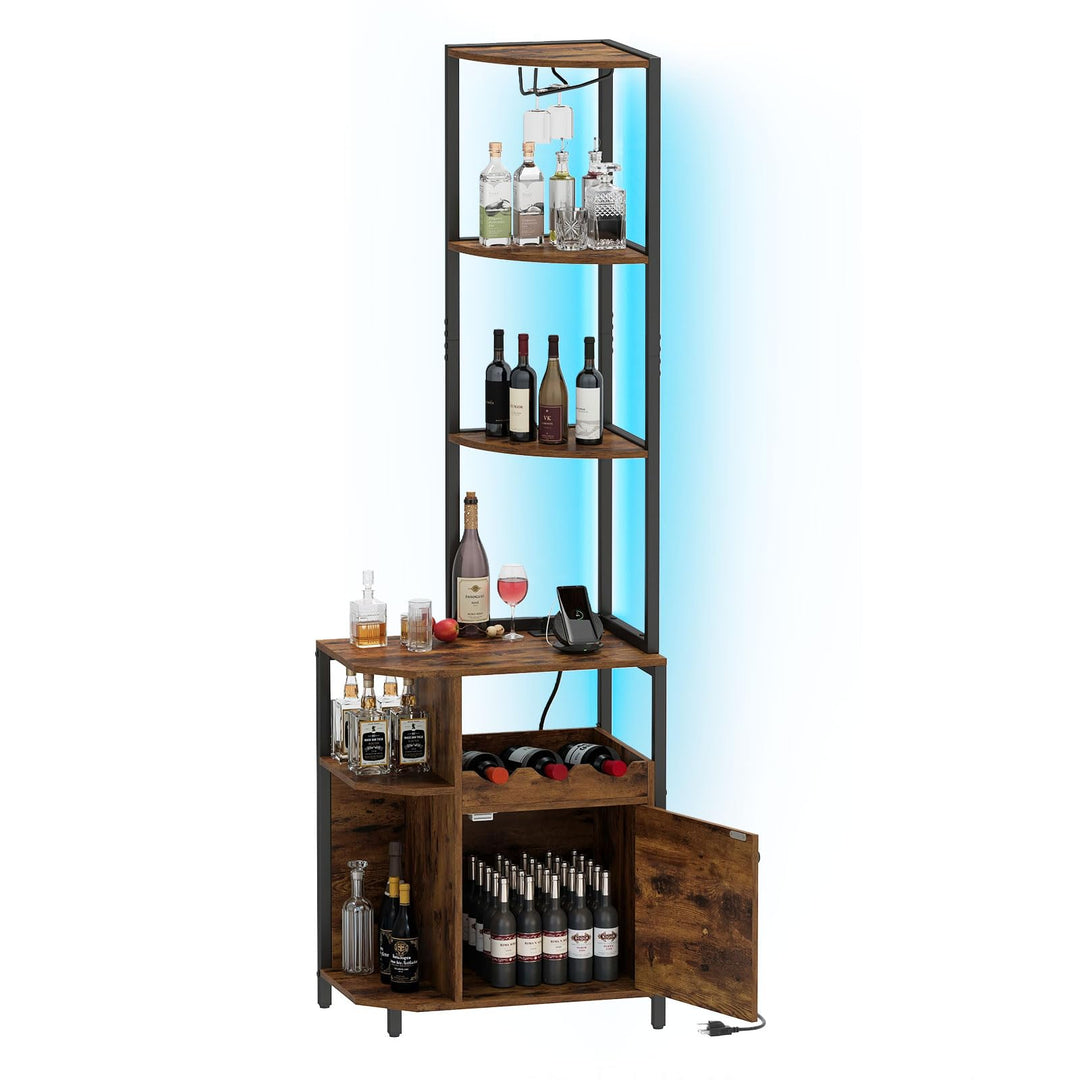 Giantex Corner Bar Cabinet w/Power Outlets