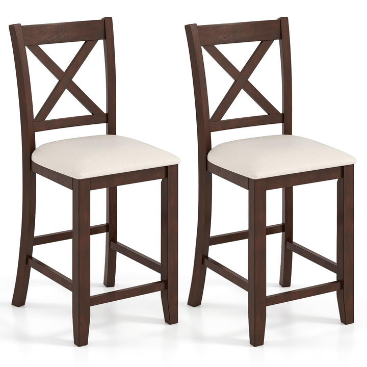 Giantex Farmhouse Counter Height Bar Stools with Footrest (2/4)