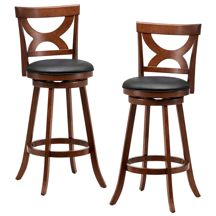 Giantex Bar Stools Set of 2, 30.5" Counter Height Bar Dining Chairs with Back &amp; Footrest, Rubber Wood Frame