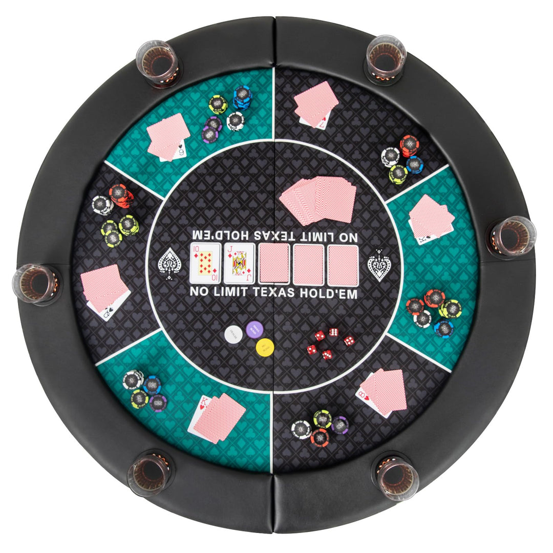 Giantex 48" Poker Table Top, 6 Player Foldable Round Blackjack Poker Table Topper w/Carrying Bag