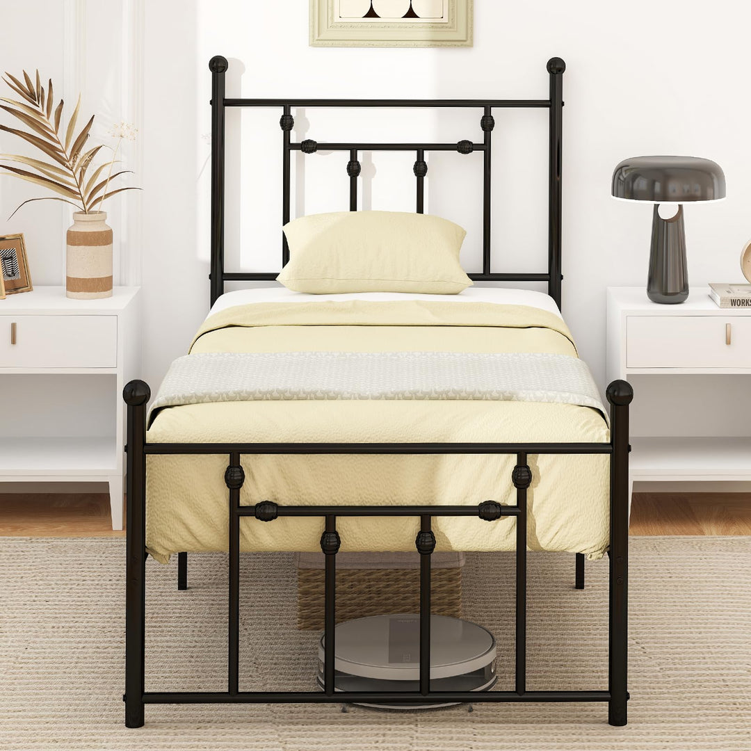 Giantex Twin Bed Frames with Headboard and Footboard, Victorian Style Twin Platform Bed