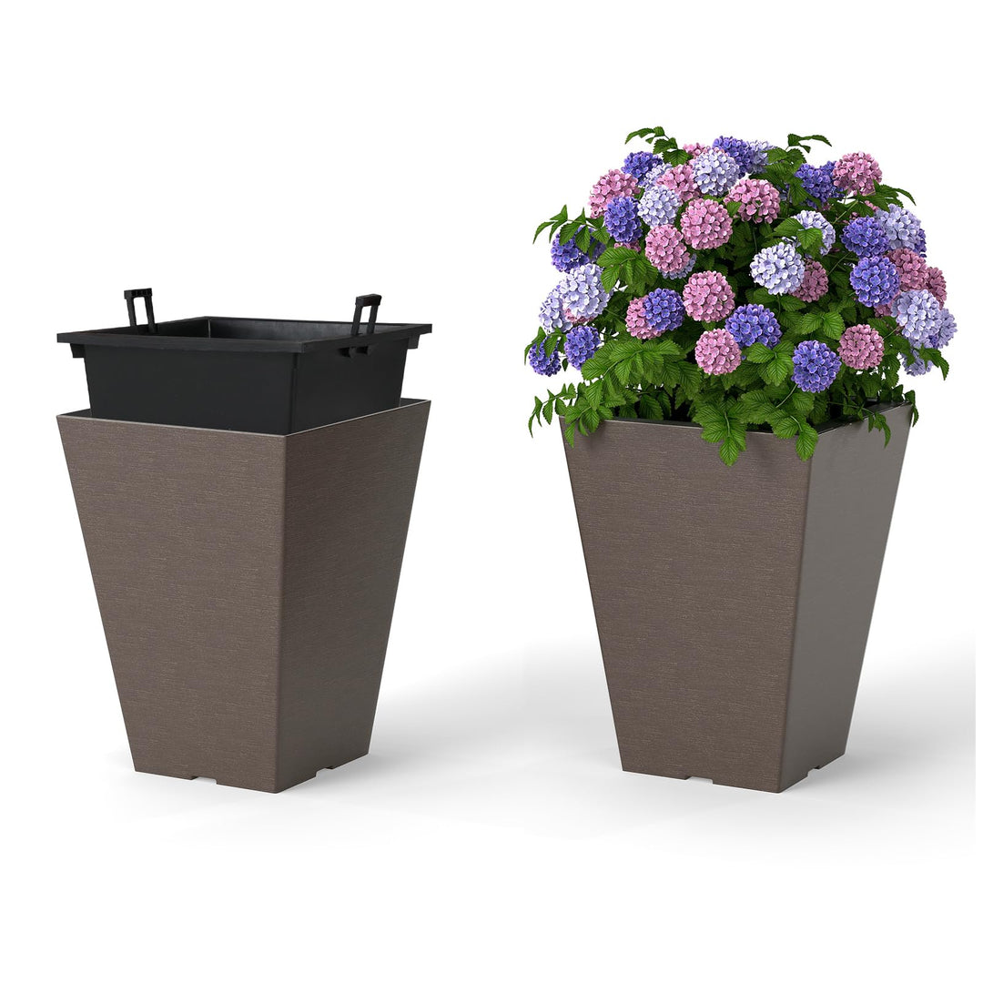 Giantex Self-Watering Flower Pots withith Removable Inner Bucket &amp; Drainage Holes