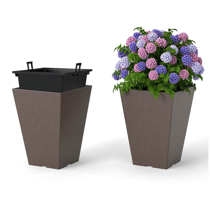 Giantex Self-Watering Flower Pots withith Removable Inner Bucket &amp; Drainage Holes