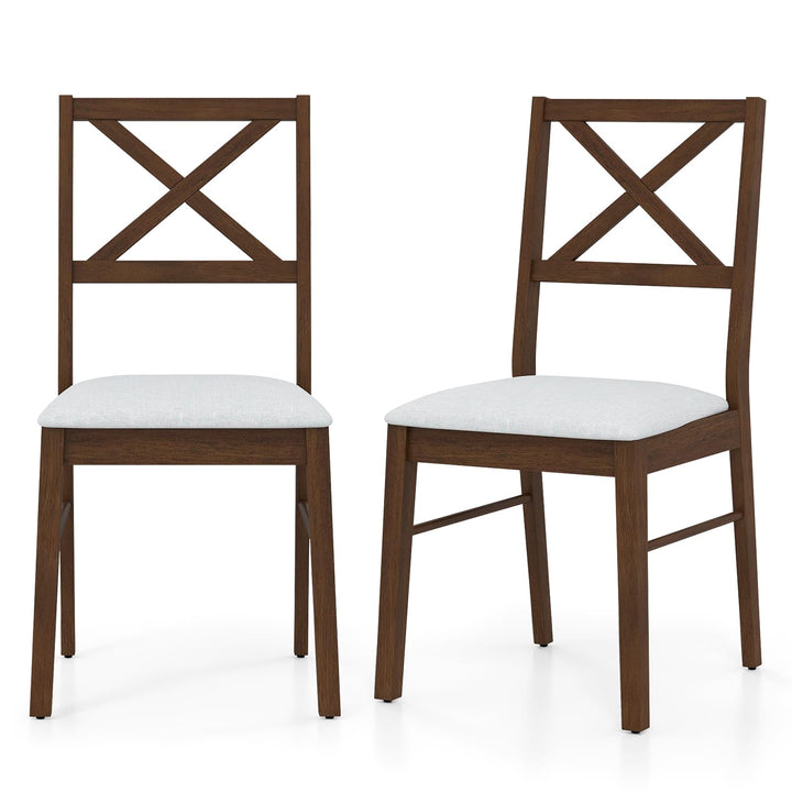 Giantex Wooden Dining Chairs Set of 2/4, Upholstered Kitchen Chairs w/Cross Back &amp; Padded Seat