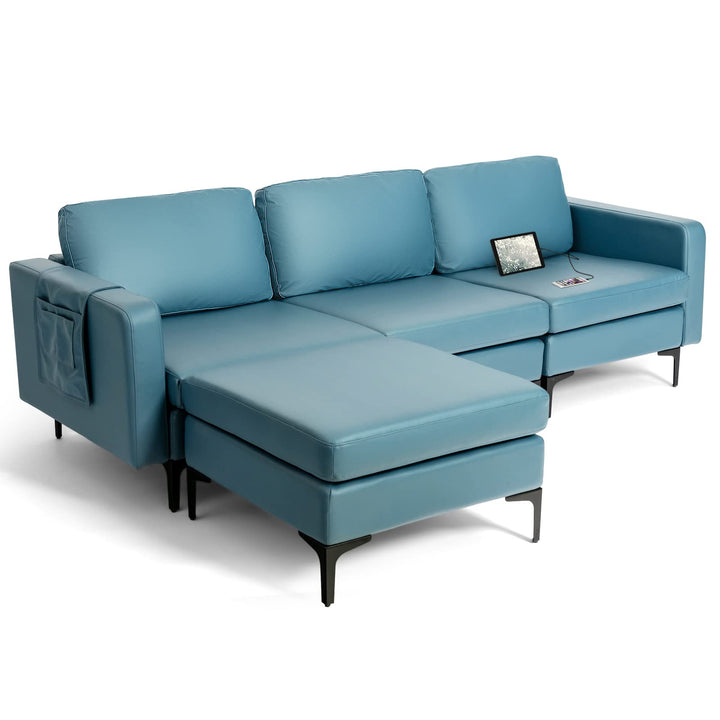 Giantex 94.5" L Convertible Sofa Couch, 3 Seat Sectional Sleeper with USB Ports &amp; Socket