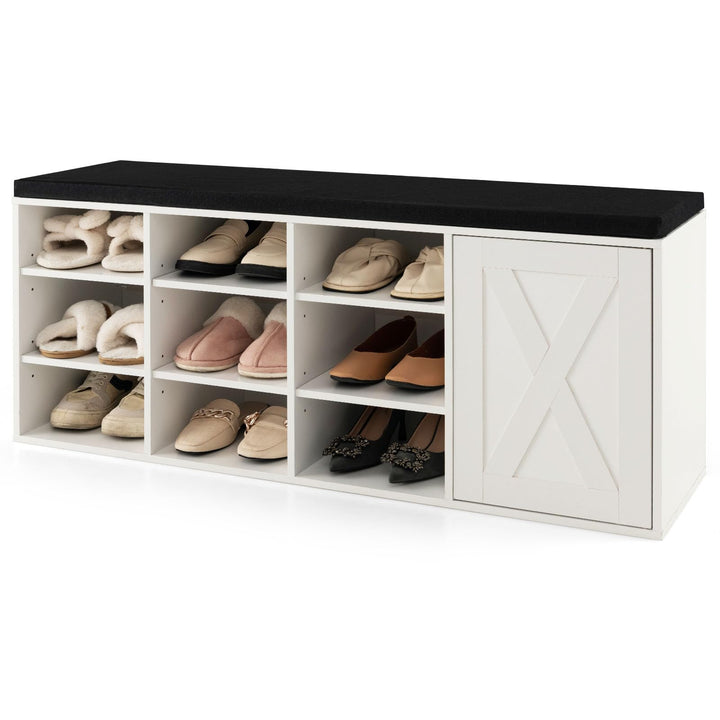 Giantex Shoe Bench, 3 Tier 9 Cubes Storage Bench with Adjustable Shelves (Rustic Brown)