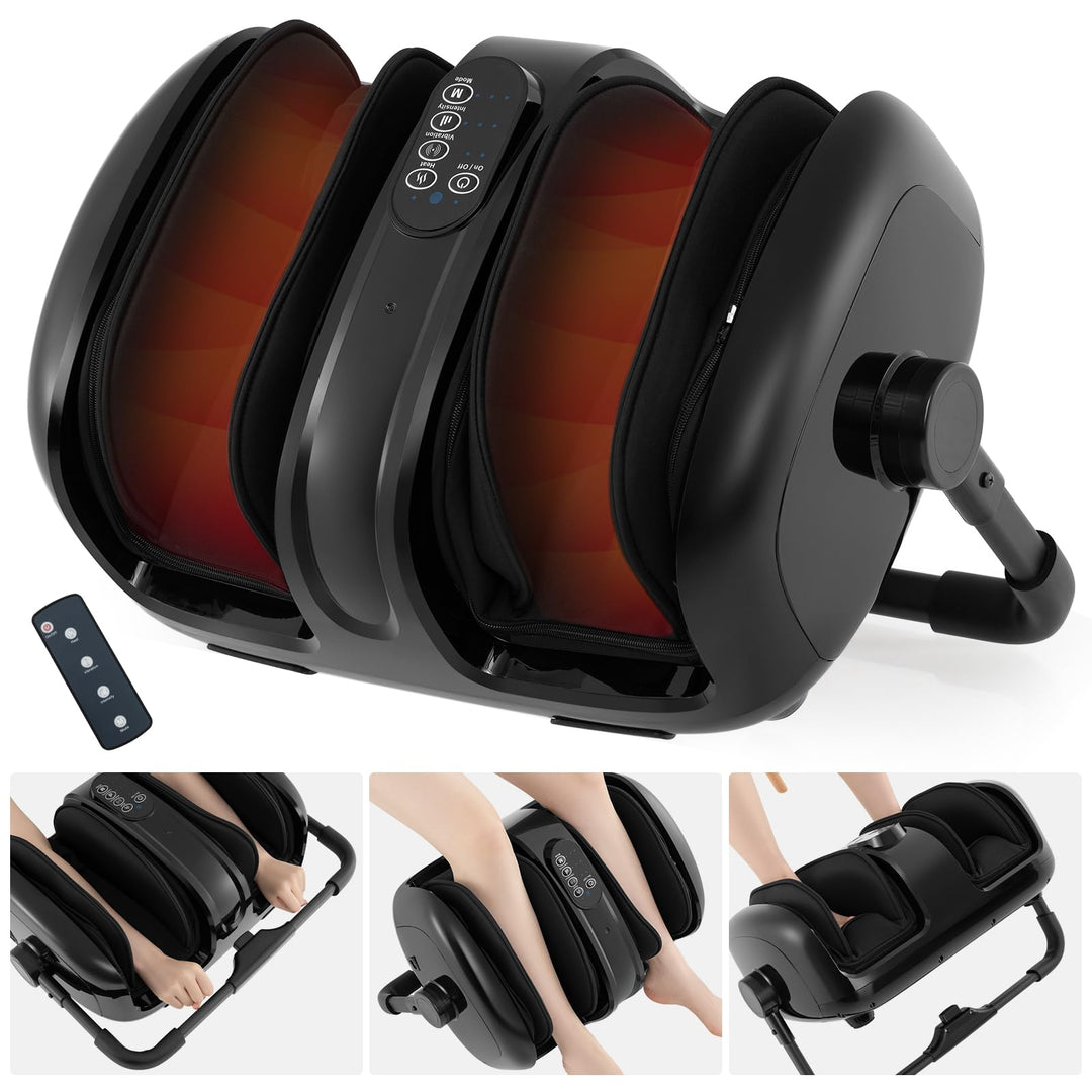 Giantex Portable Electric Foot Massager with Heat Therapy, Multi-Level Intensity Foot Massage