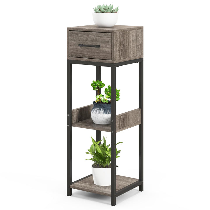Giantex 3 Tier Tall Plant Stand Indoor, 36 Inch Corner Plant Holder with Drawer &amp; Metal Frame