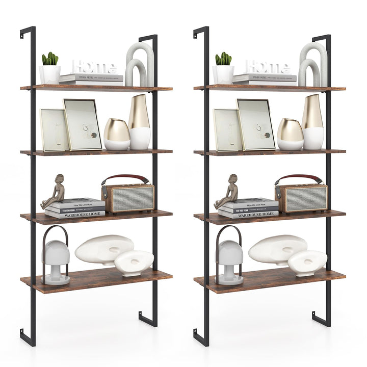 Giantex 4 Tier Modern Wall Mounted Bookshelf Set