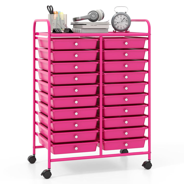 Giantex Storage Drawer Carts, 20-Drawer Organizer, Utility Cart on Wheels