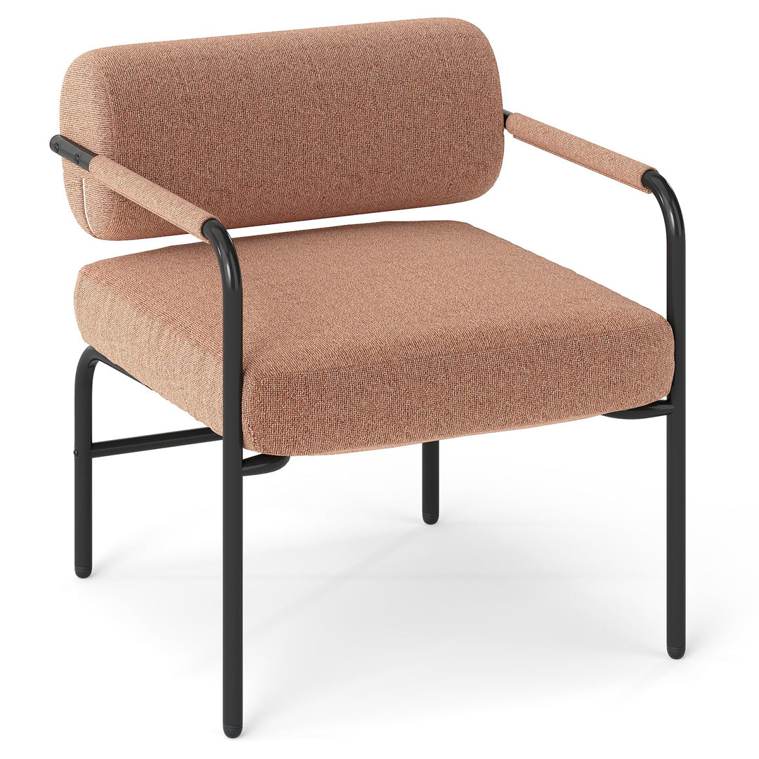 Giantex Velvet Upholstered Living Room Chair with Thickened Backrest &amp; Metal Armrests