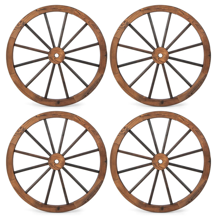 Giantex 30-Inch Wagon Wheels 4 Pieces, Decorative Wooden Wheels
