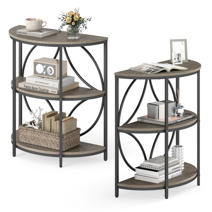 Giantex Half Round End Table 3-Tier Narrow Side Table(1/2)