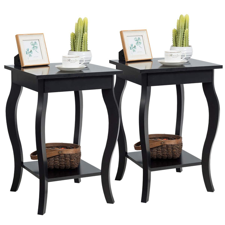 16" End Table W/Storage &amp; Shelf Curved Legs Home Furniture for Living Room