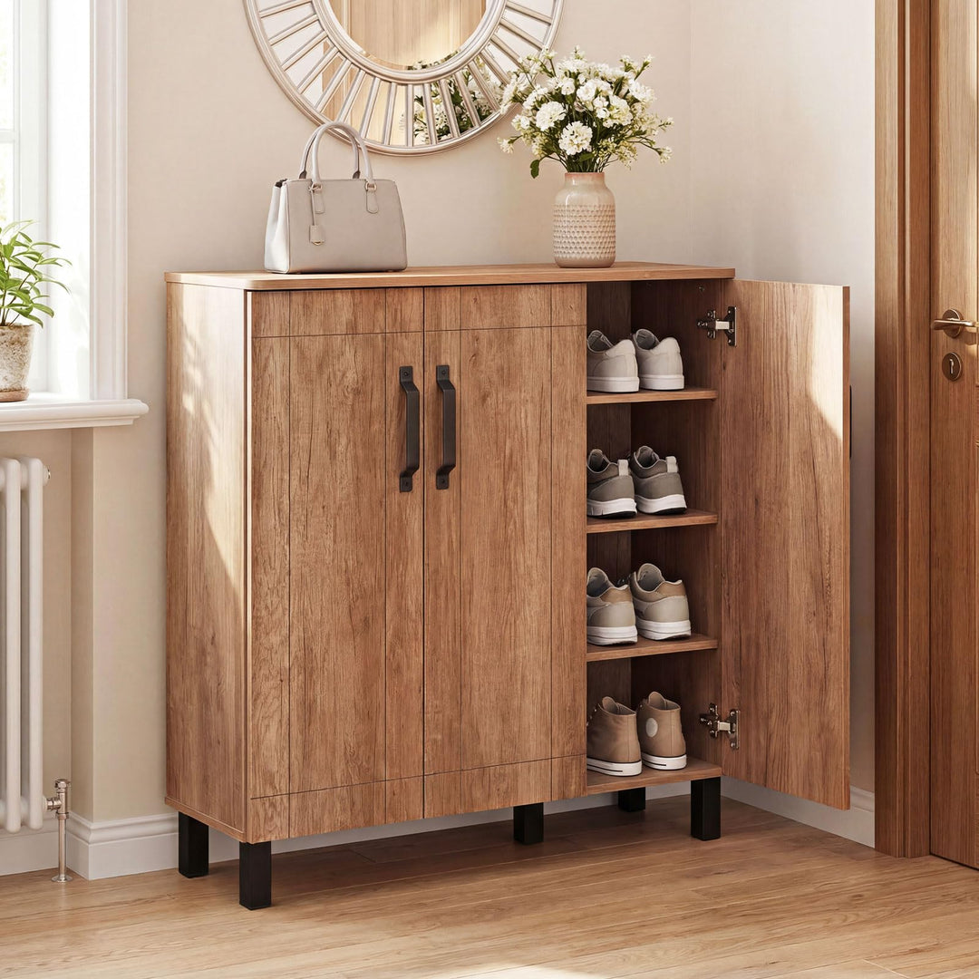 Giantex 5-Tier Shoe Storage Cabinet Freestanding Wooden Shoe Rack Organizer