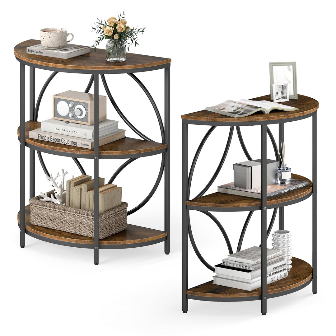 Giantex Half Round End Table 3-Tier Narrow Side Table(1/2)