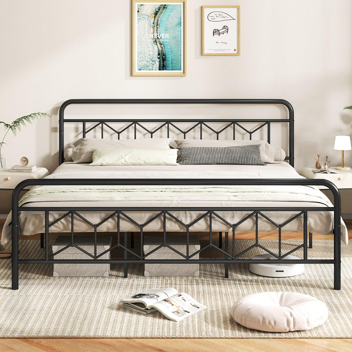 Giantex Metal Twin Bed Frames with Victorian Style Headboard &amp; Footboard, Heavy Duty Slats Support Mattress Foundation