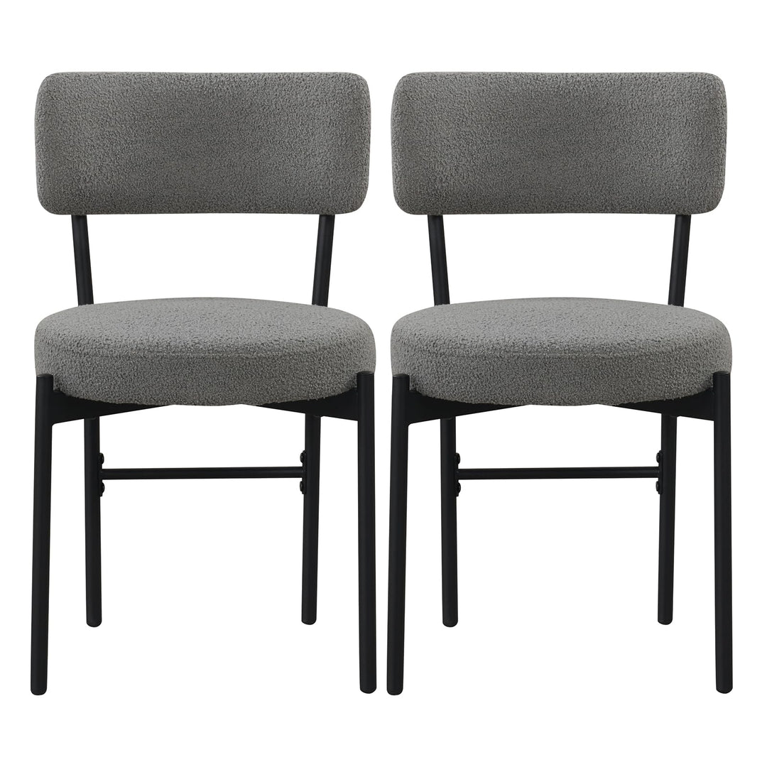 Giantex Boucle Dining Chairs Set of 2/4, Sherpa Upholstered Kitchen Chairs w/Curved Backrest, Padded Seat &amp; Metal Legs