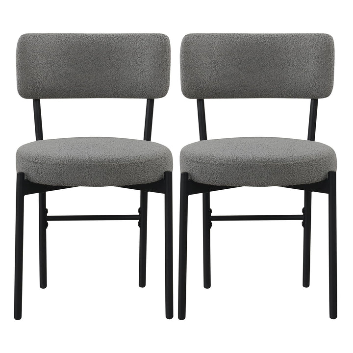 Giantex Boucle Dining Chairs Set of 2/4, Sherpa Upholstered Kitchen Chairs w/Curved Backrest, Padded Seat &amp; Metal Legs