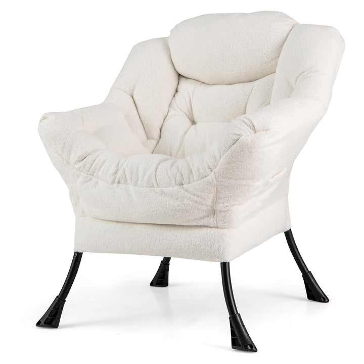 Giantex Set of 1/2 Lazy Chairs, Modern Sherpa Accent Chair w/Upholstered Single Sofa Chair w/Armrests &amp; Side Pocket