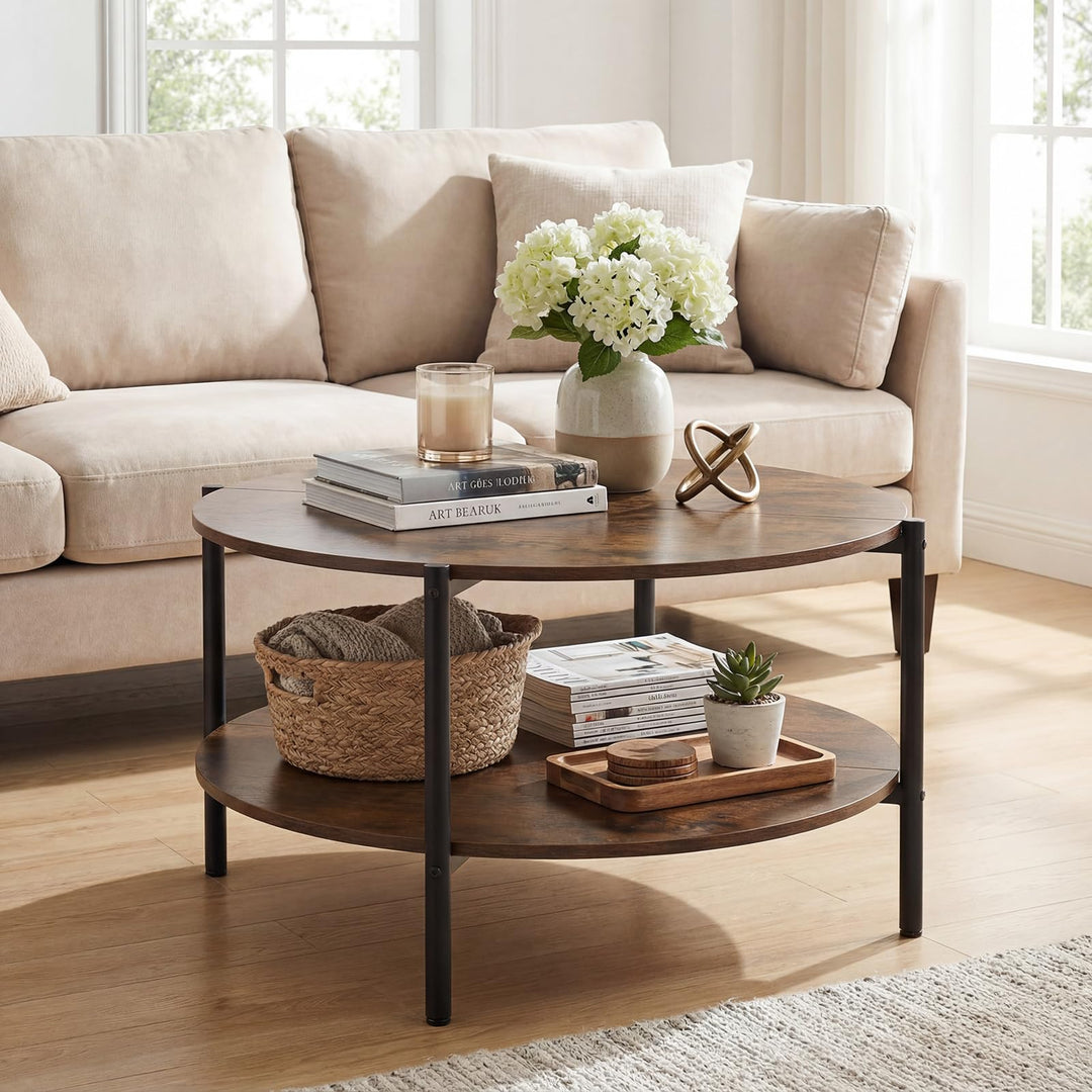 Giantex 33.5" Small Center Table with Open Storage Shelf and Heavy-Duty Metal Frame