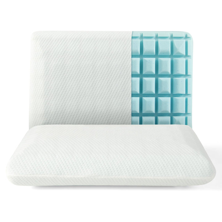 Giantex Memory Foam Pillow 2 Pack with Cool Feeling Gel, 3D Cutting Ventilated Pillows with Washable Cover