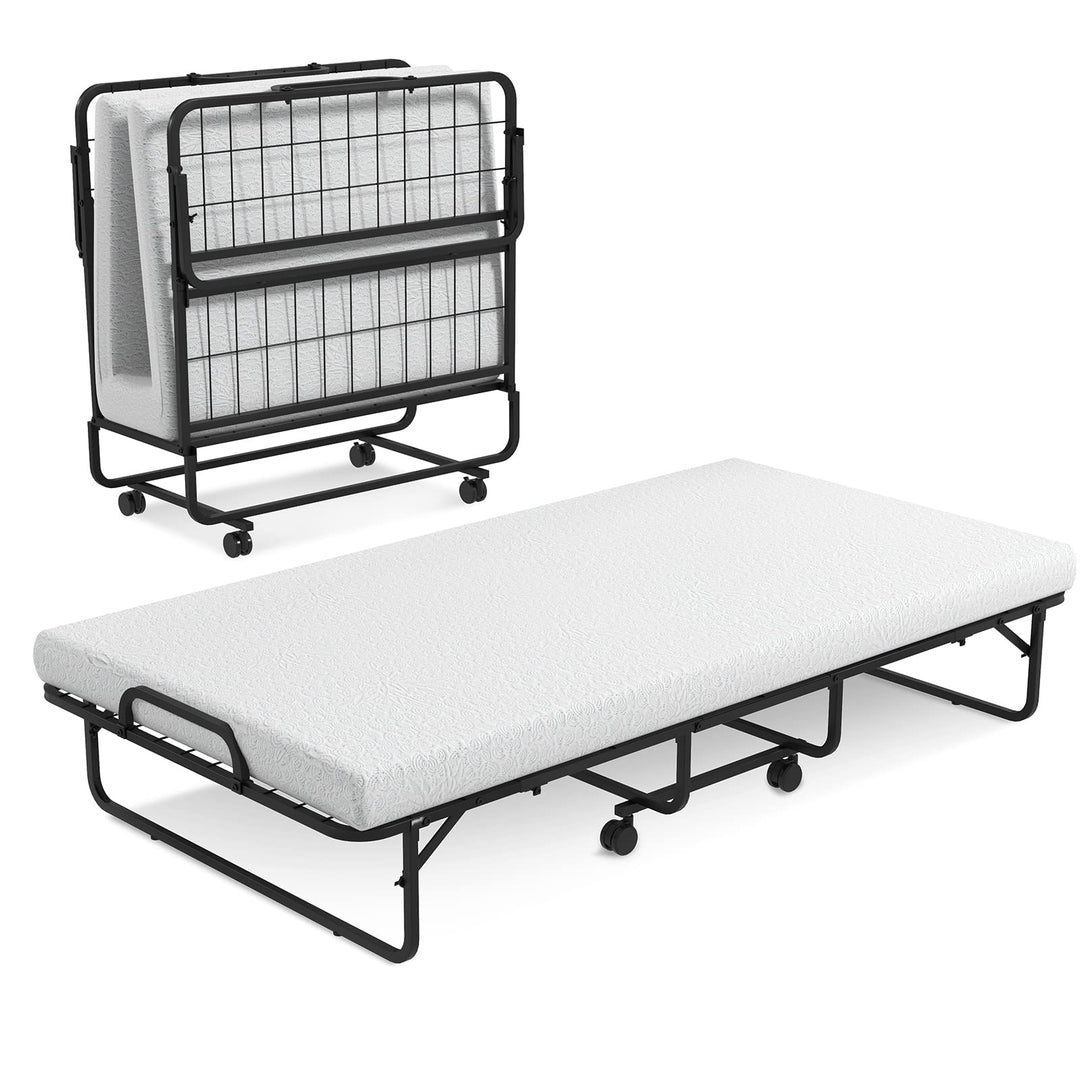 Giantex Folding Bed with Mattress for Adults, Twin Size Rollaway Beds for Guest, 75"x 38"
