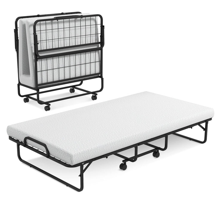 Giantex Folding Bed with Mattress for Adults, Twin Size Rollaway Beds for Guest, 75"x 38"