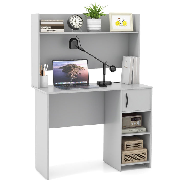 Giantex Computer Desk with Hutch, Home Office Desk with Storage Cabinet &amp; Adjustable Shelf