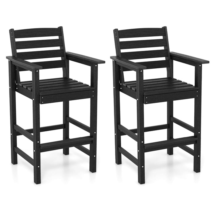Giantex 29” Bar Stools Set of 2/4, HDPE Barstools w/Back, Armrests &amp; Footrests, Max Load 330Lbs