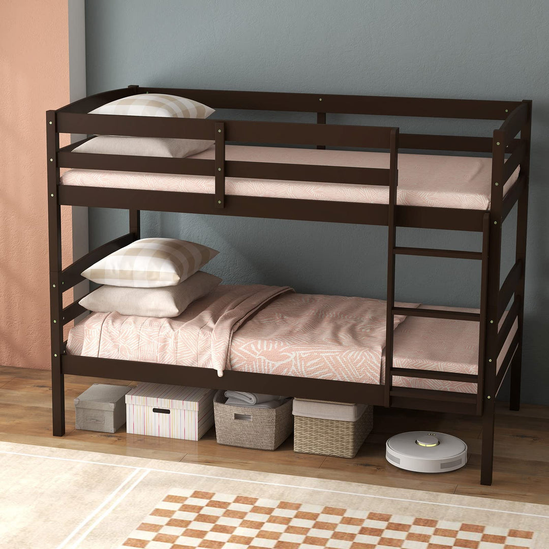 Giantex Bunk Bed, Solid Wood Detachable Bed Frame with High Guardrails &amp; Integrated Ladder