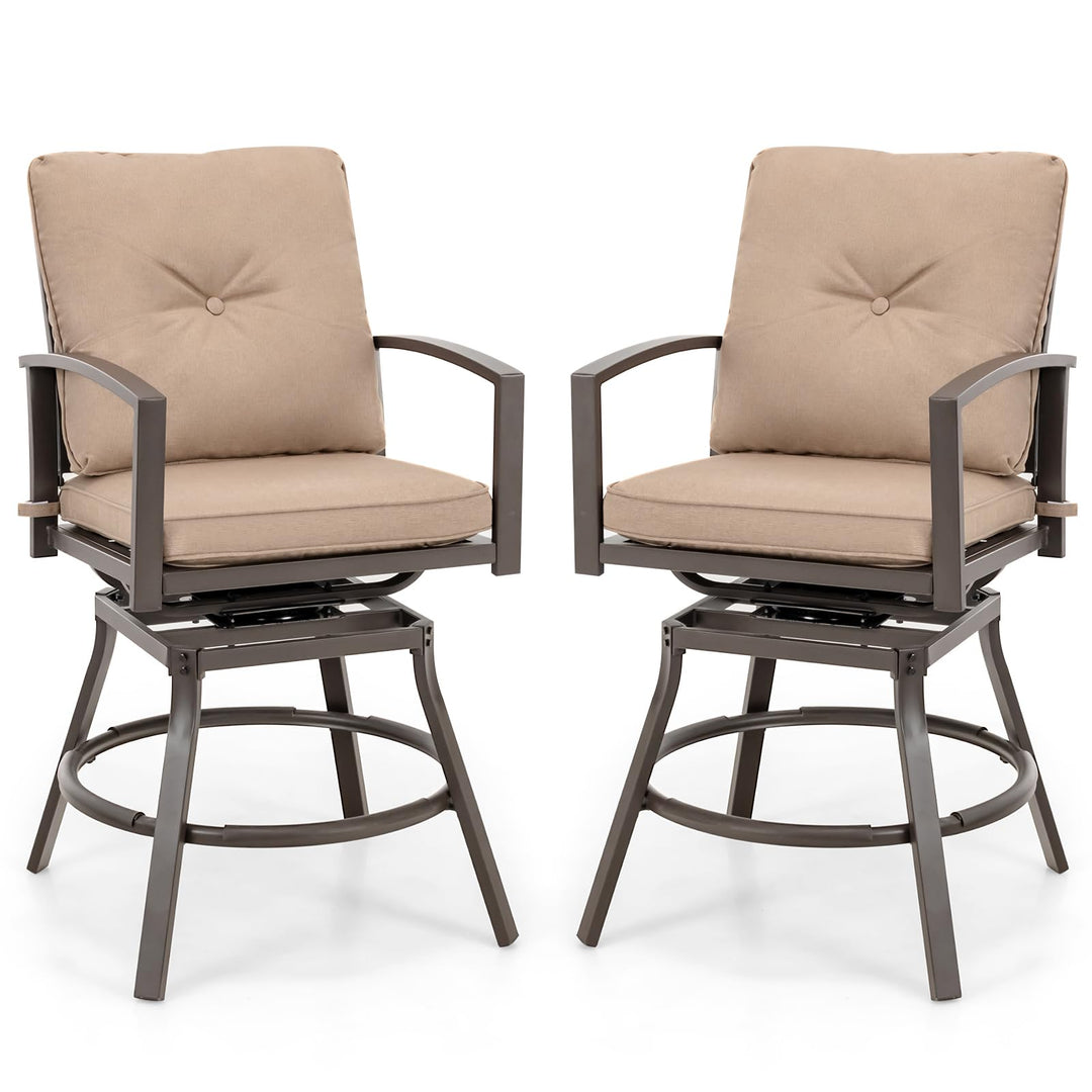 Giantex Set of 2 or 4 Patio Bar Chairs - Swivel Counter Height Bar Stool with Inclined Backrest