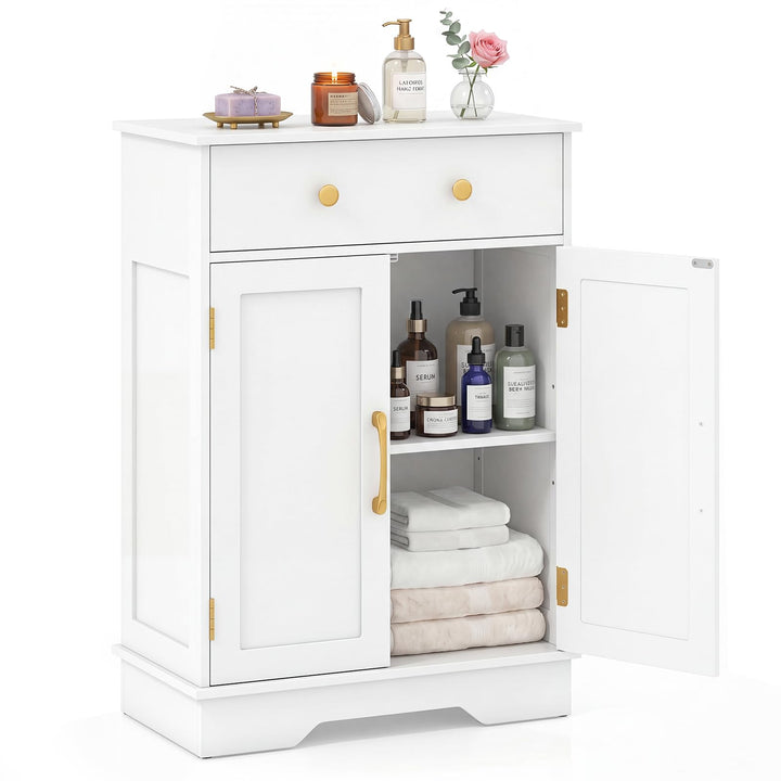 Floor Storage Cabinet with Doors Modern Buffet Sideboard with Drawer and Adjustable Shelf