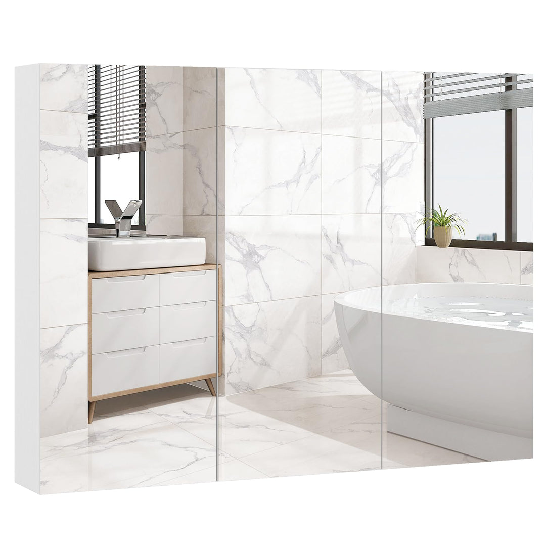 Giantex Wall Mounted Medicine Cabinet with 3 Frameless Mirrored Doors &amp; Mounting Hardware