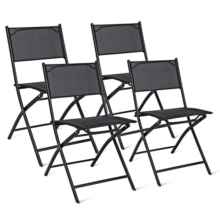 Giantex 4 PCS Folding Patio Chairs, Rust-Proof Steel Frame &amp; Space Saving (Black)