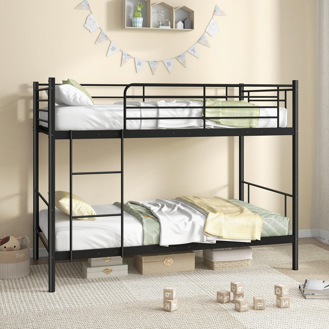 Giantex Metal Bunk Bed Twin Over Twin, Bunk Beds for Kids, Teens &amp; Adults Bunk Bed with Stairs
