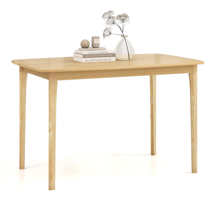 Giantex 48" L Rectangular Wooden Dining Table, Solid Rubber Wood Kitchen Table (Natural)
