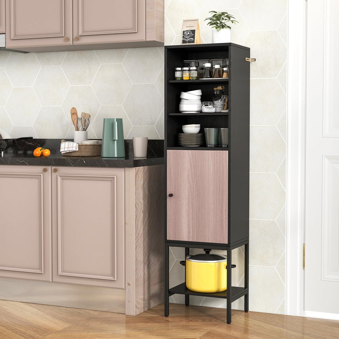 Giantex 57” Tall Bathroom Storage Cabinet, Bathroom Floor Cabinet with Door, Adjustable Shelves &amp; Foot Pads