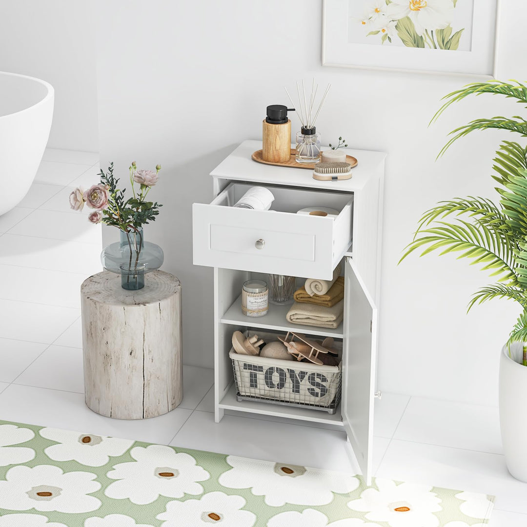 Giantex Floor Bathroom Storage Cabinet Freestanding Cabinet with Drawer