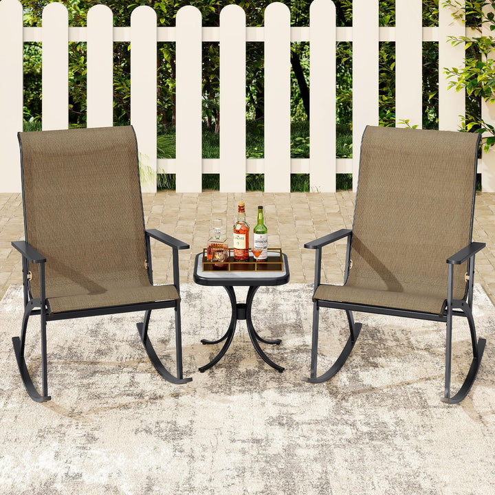 Giantex 3 Piece Rocking Bistro Set with 2 Rocking Chairs &amp; Coffee Table